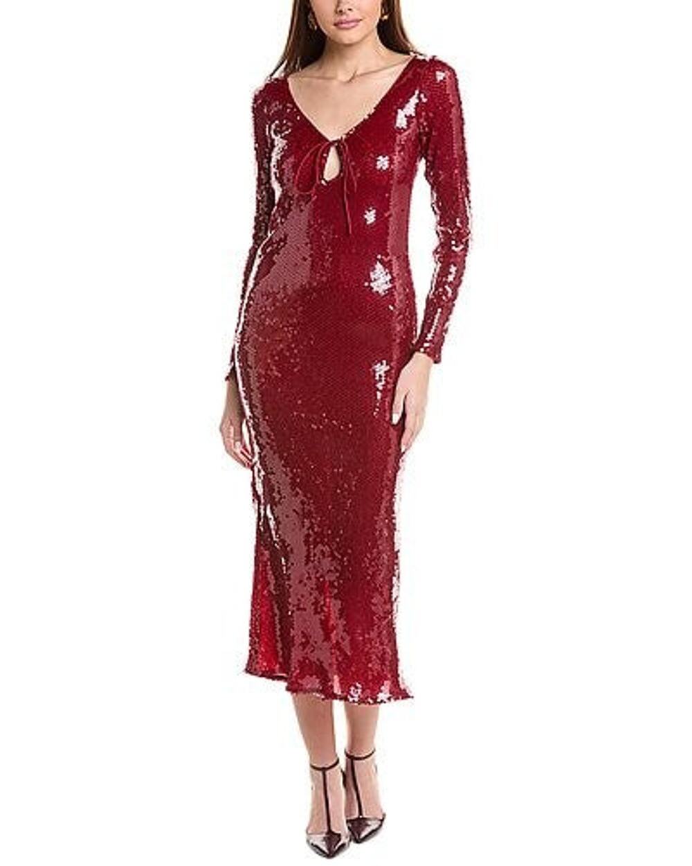 Bardot Verona Sequin Long Sleeves Maxi Dress - US 8 / UK 12